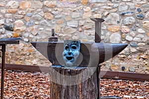 Artisian mask in Montblanc village on Tarragona Catalonia photo