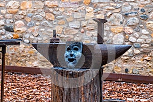 Artisian mask in Montblanc village on Tarragona, Catalonia, Spain