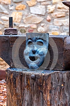 Artisian mask in Montblanc village on Tarragona, Catalonia, Spain photo