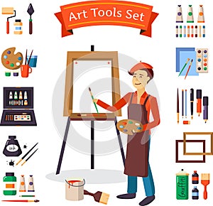 Artist And Art Tools Set