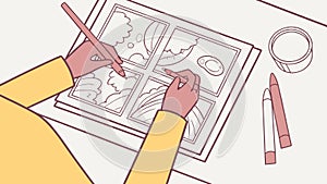 Artist Drawing on Digital Tablet, Creative Workflow, Modern Illustration, vector design Generative AI