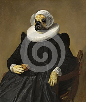 Funny Dog, Oil Painting Spoof, Surreal photo