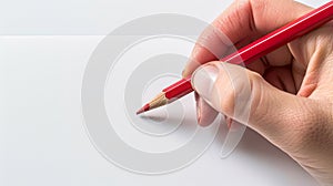 Artist hand holding pencil drawing on white sheet of paper