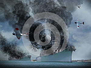 Artist image of Pearl Harbour Attack