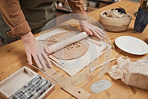 Artist Making Decorated Ceramics Close Up