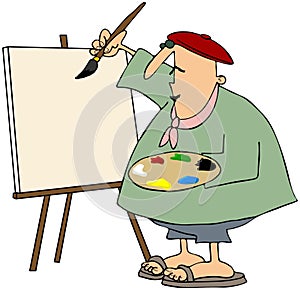 Artist Painting On A Blank Canvas