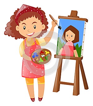 Artist painting on canvas