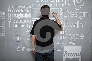 Artist painting fonts