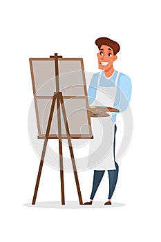 Artist painting picture vector illustration isolated on white background