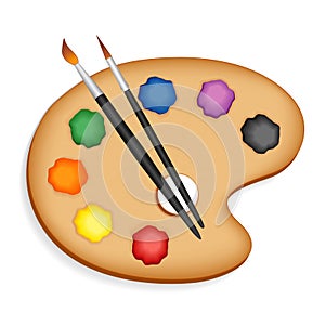 Artist Palette, Paints and Paintbrushes