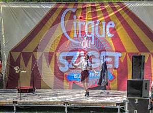 Artist performing on an open air stage at Sziget