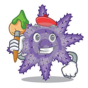 Artist purple starfish isolated with the mascot