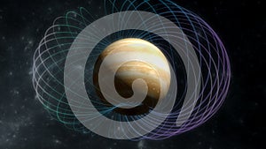 Artist rendering, Jupiter magnetic field.