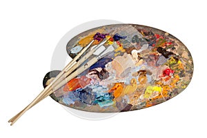 Artist's palette with brushes