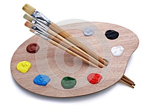 Artist's palette with brushes