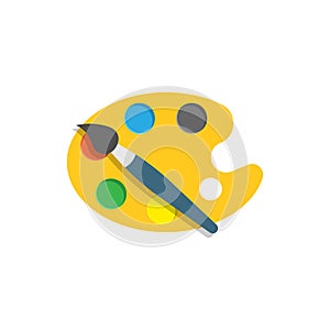 Artist`s palette in flat style. Painter`s tools vector illustration on isolated background. Drawing equipment sign business
