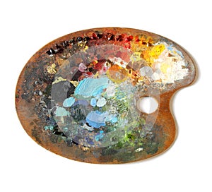 Artist's palette with multiple colors