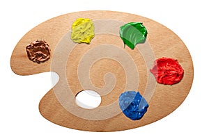 Artist's palette with multiple colors