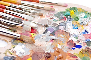 Artist's palette with multiple colors