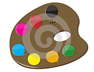 Artist's palette with multiple colors isolated