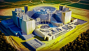 An artist's rendering of nuclear power plant. Summer, construction began International Thermonuclear Experimental