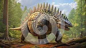 Artist\'s rendering of stegosaurus with dorsal plates