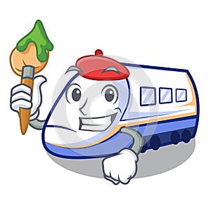 Artist shinkansen train in the shape mascot