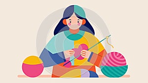 An artist uses knitting as a form of selfexpression incorporating different colors and textures into her projects to photo