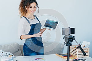 Artist video blog creative lady application tablet