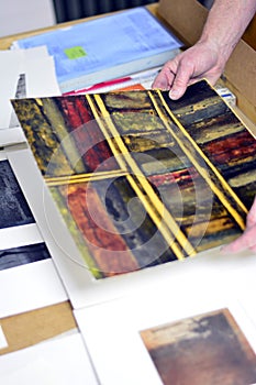 Artist working with printing