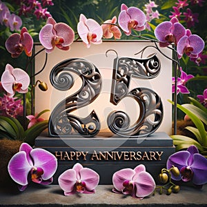 Artistic 25th Anniversary with Orchid Elegance