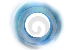 blue circle swirl frame with space for writing on a white background