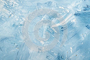 Artistic abstract oil white and blue painted background. Texture, backdrop.