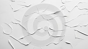 Artistic arrangement of torn white paper on light background