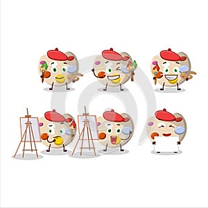 Artistic Artist of paint palette cartoon character painting with a brush