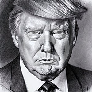 Artistic B&W pencil drawing portrait of Donald Trump, High Definition 3840x3840