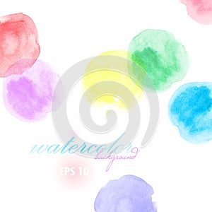 Artistic backdrop with brush strokes in circle shape, watercolor look background with colorful painted stains
