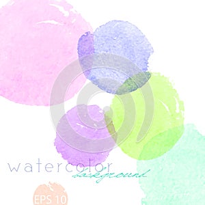 Artistic backdrop with brush strokes in circle shape, watercolor look background with colorful painted stains