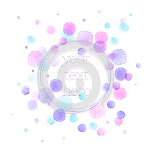 Artistic backdrop with brush strokes in circle shape, watercolor look background with colorful painted stains