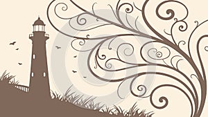 Artistic Bare Tree with Swirling Branches, vector design Generative AI