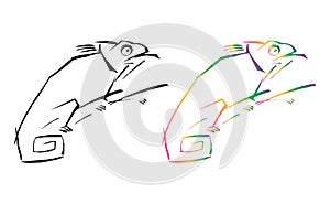 Artistic black and colorful chameleon vector graph