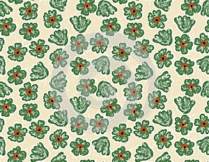 Artistic Blooming floral ,Colourful Sprogn time Hand drawing Meadow flower seamless Pattern