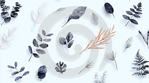Artistic botanical sketches on a monochrome backdrop, blending classic style with versatility, Generated AI photo