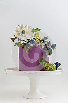 Artistic Cake With Edible Bouquet Of Gum Paste Flowers