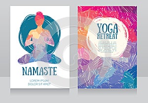 Artistic cards template for yoga retreat or yoga studio