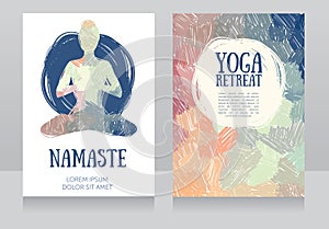 Artistic cards template for yoga retreat or yoga studio photo