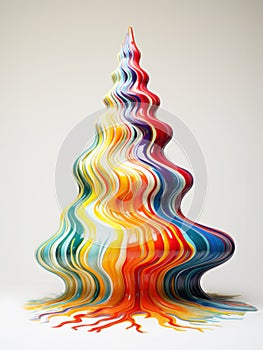 Artistic Christmas tree made of dropping colourful paint