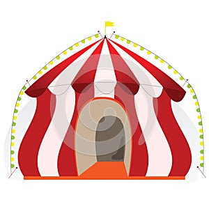 Artistic circus tent with big entrance and wreath