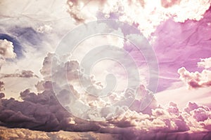 Artistic cloud and sky with grunge paper texture