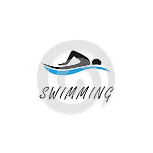 Artistic color black and blue icon Swimming logo design inspiration